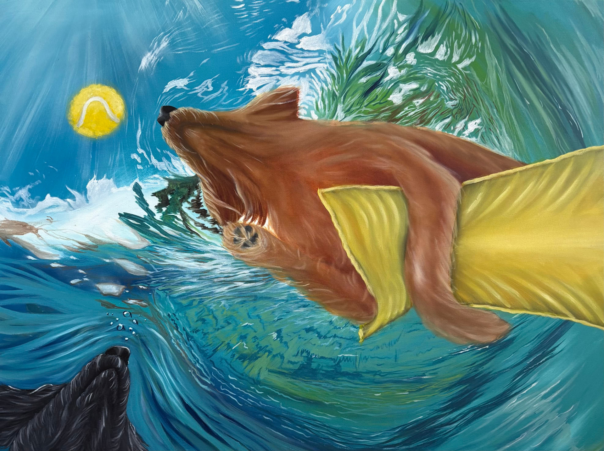 Fetch, Oil on canvas, 60 × 80 cm