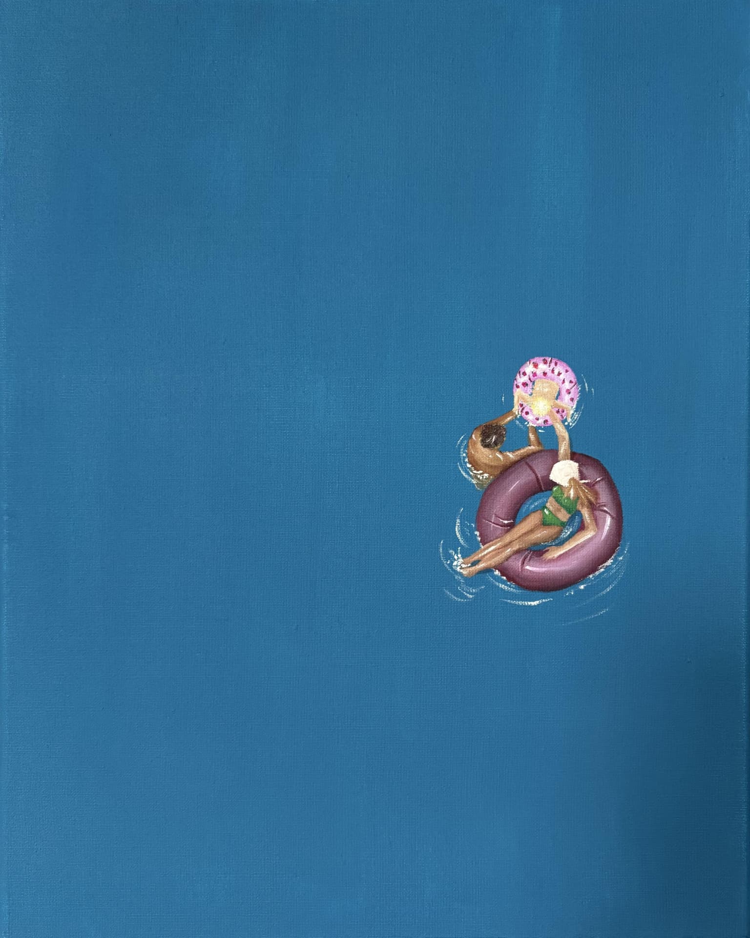 Donut Float, Oil on canvas, 30 × 40 cm