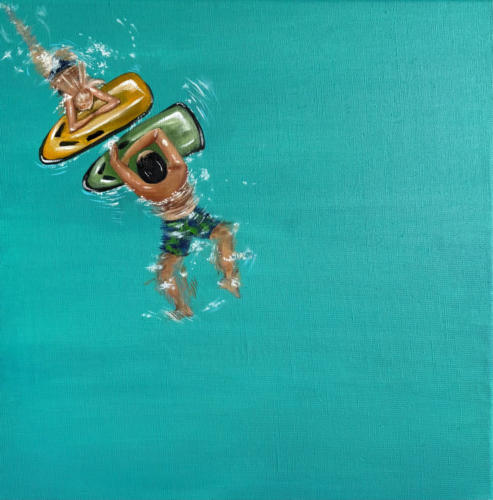Floaties, Oil on canvas, 50 × 50 cm
