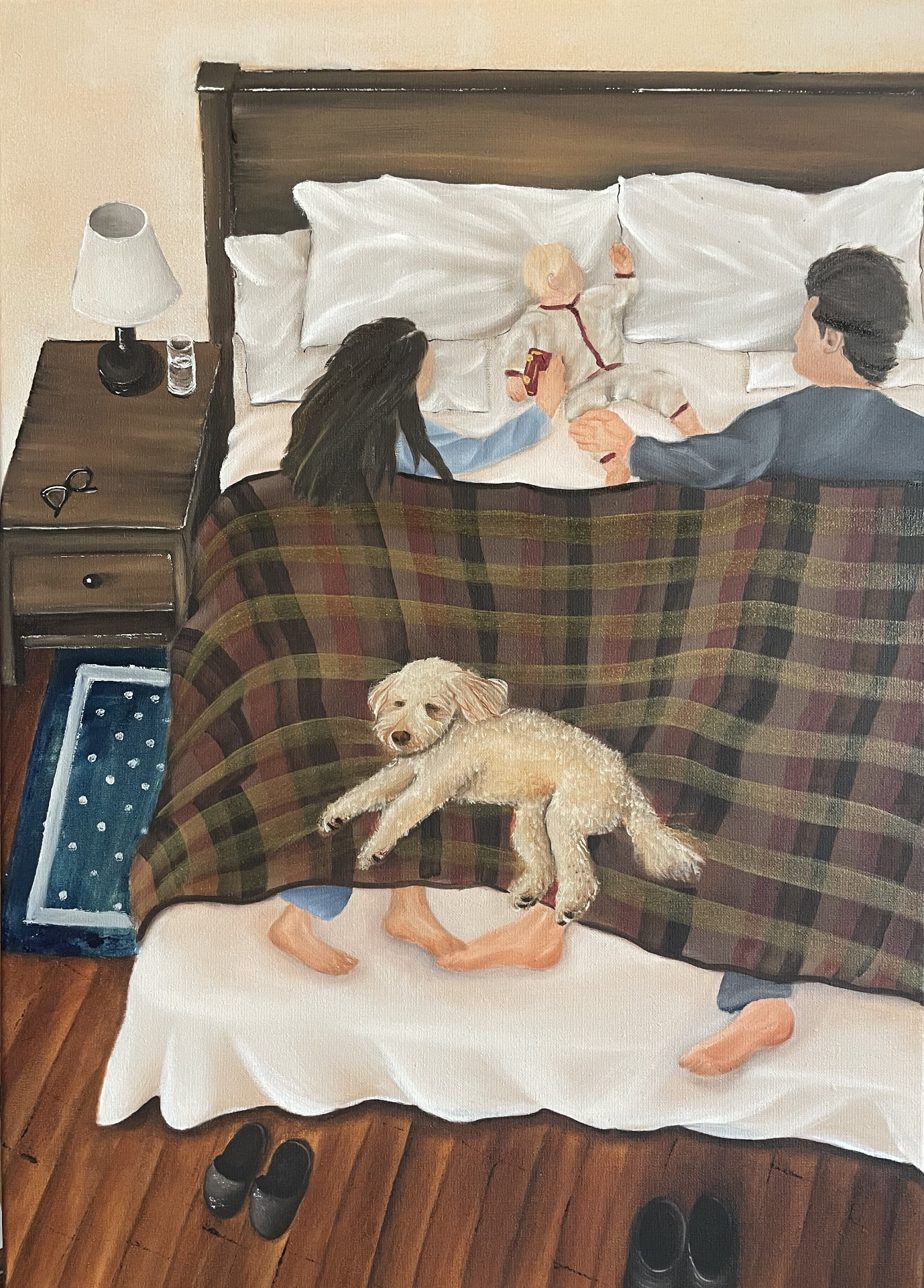 Morning in Bed, Oil painting, 50 × 70 cm