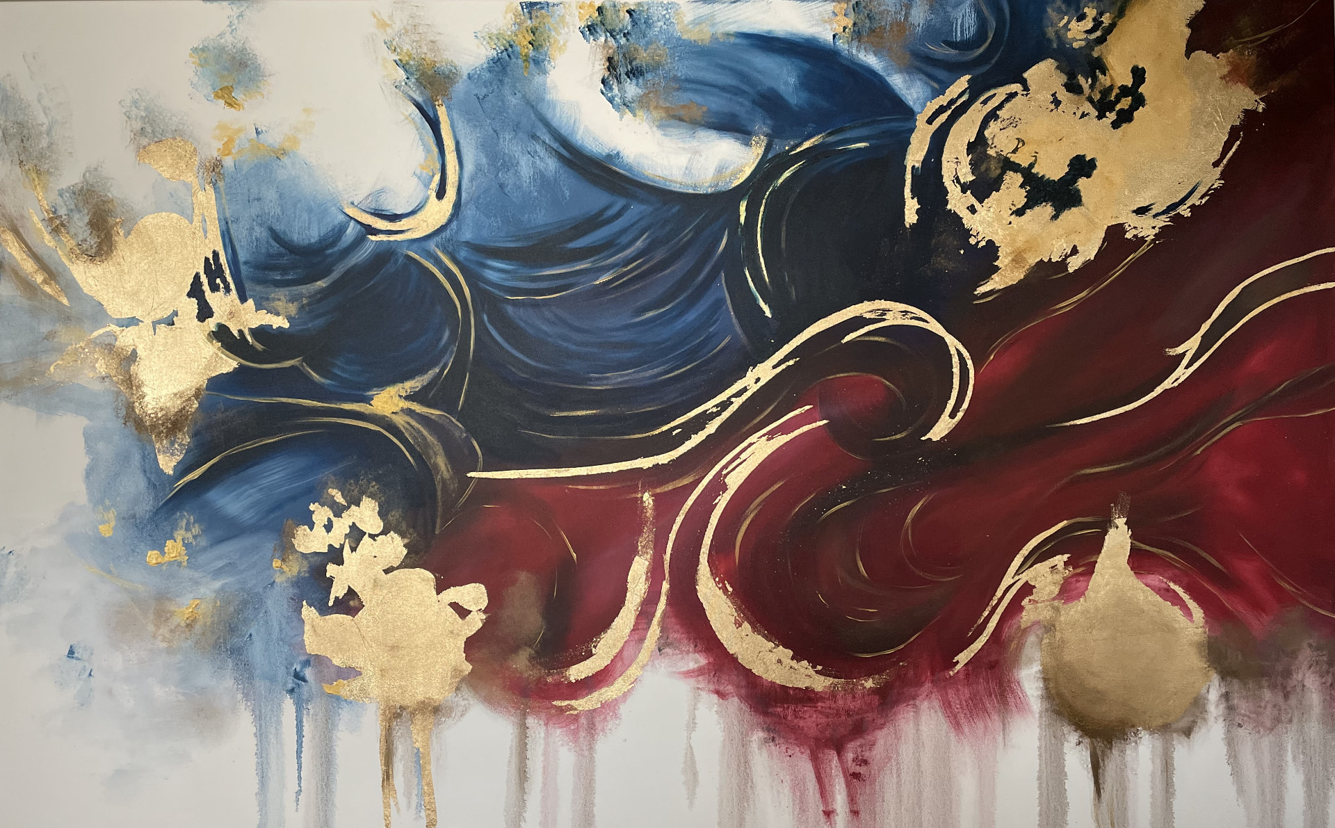Gold Currents, Mixed medium, 100 × 150 cm